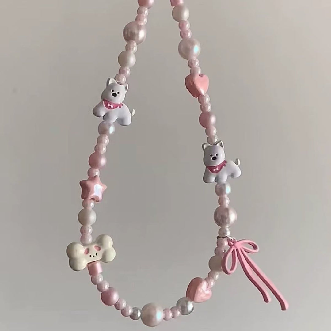 Playful Dog-Themed Beaded Necklace Stornfield