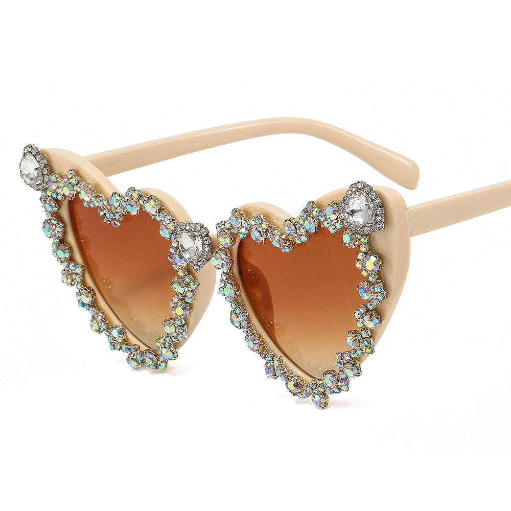 Women's Heart-Shaped Glamour Sunglasses with Rhinestone Decorations Stornfield
