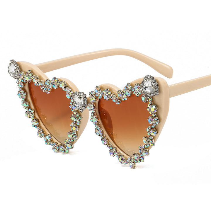 Women's Heart-Shaped Glamour Sunglasses with Rhinestone Decorations Stornfield