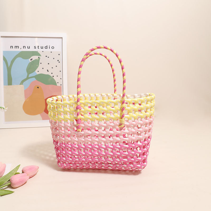 Handcrafted straw bag with colorful gradient Stornfield