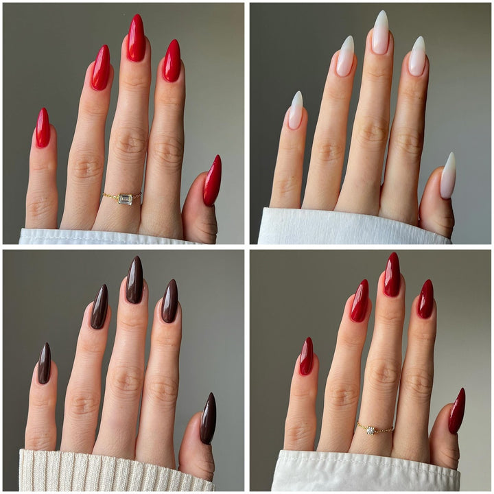 Artificial nail set with elegant stiletto tips and matte finish Stornfield