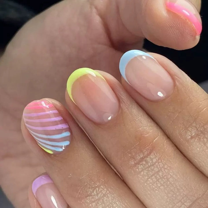 Artificial nail set with colorful neon accents Stornfield