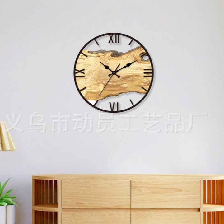 Stornfield | Silent Acrylic Faux Wood Wall Clock for Living Room 30 cm