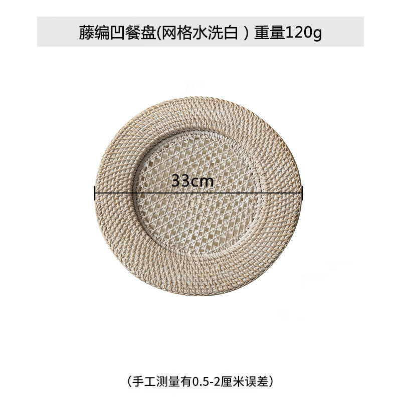Ladies' round serving platter made of hand-woven natural material Stornfield