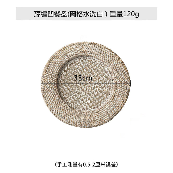 Ladies' round serving platter made of hand-woven natural material Stornfield