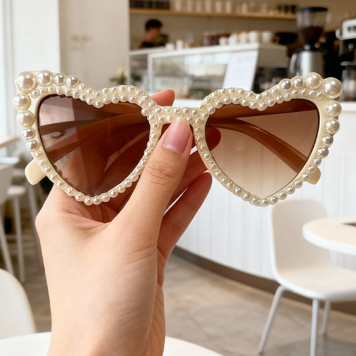 Heart-Shaped Pearl-Detail Sunglasses Stornfield