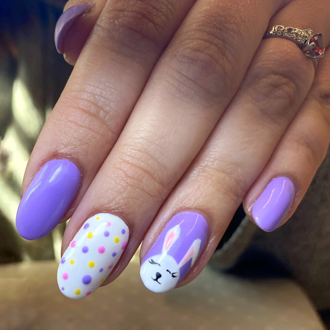 Thematic Bunny and Polka Dot Press-On Nail Art Set