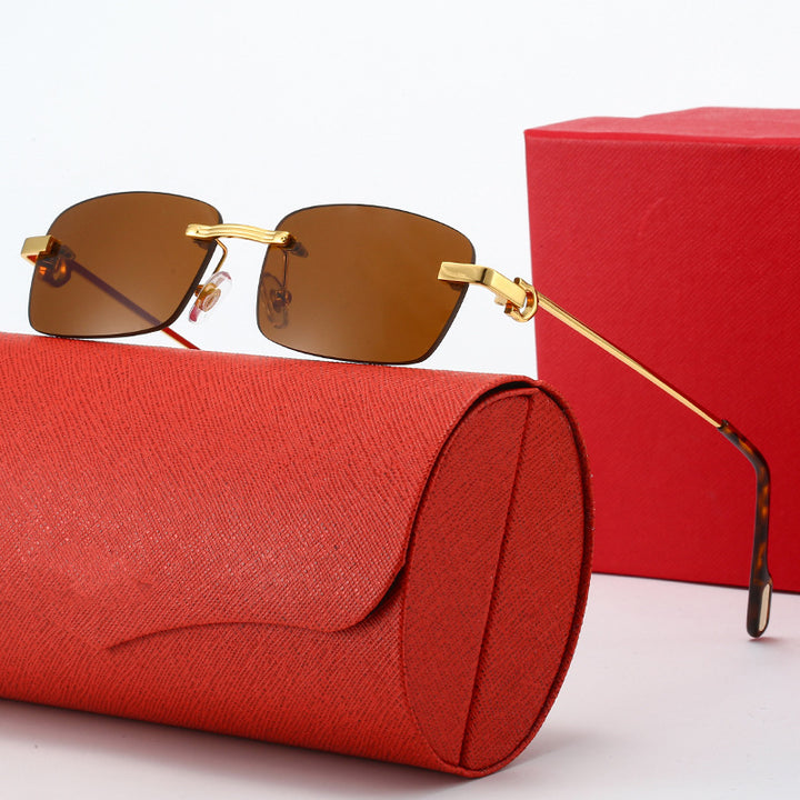 Women's fashionable rectangular sunglasses with delicate metal frame Stornfield