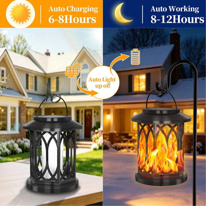 Decorative Solar Hanging Lantern With Metal Lattice Panels Stornfield