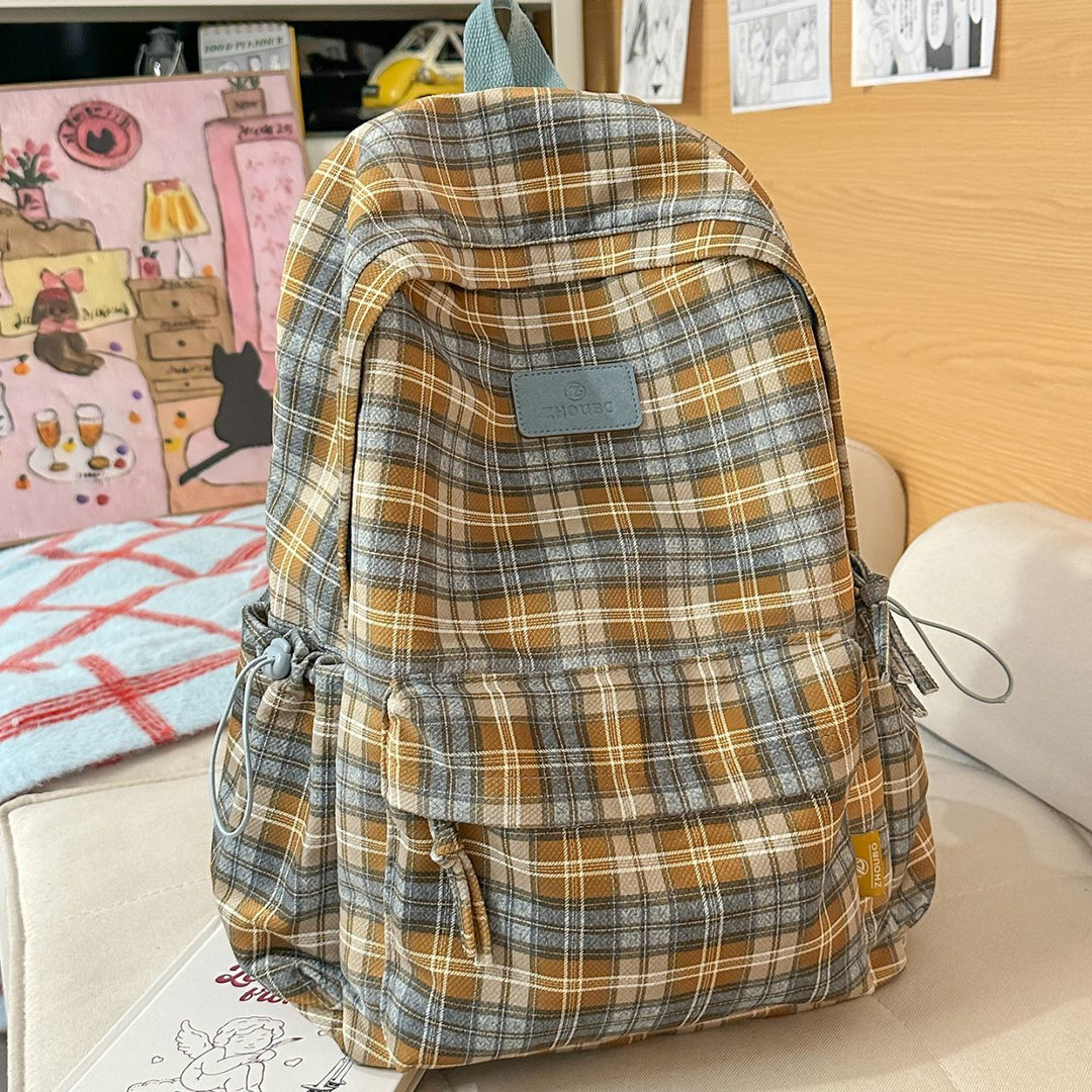 Stylish Plaid Patterned Backpack Stornfield