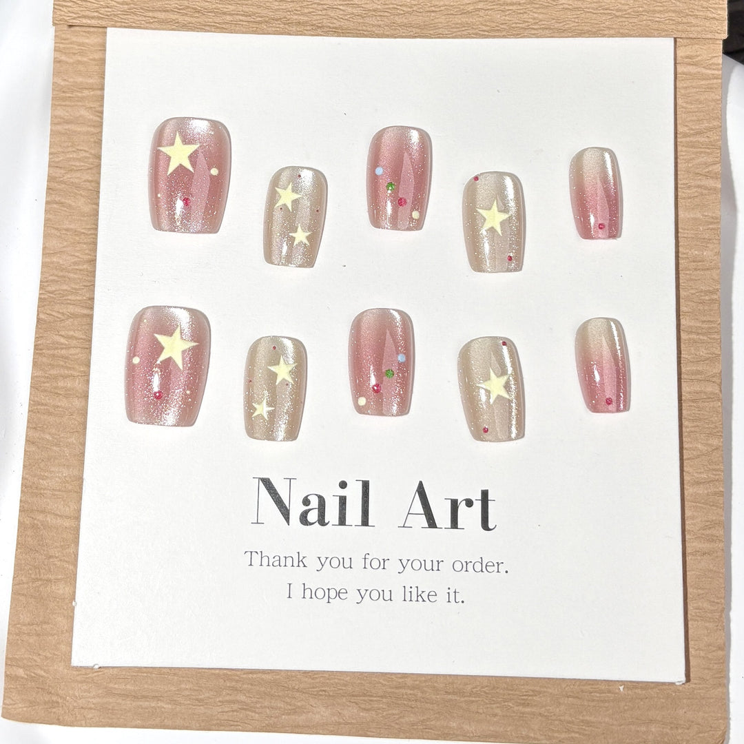 Decorative Star-Embellished Press-On Nails