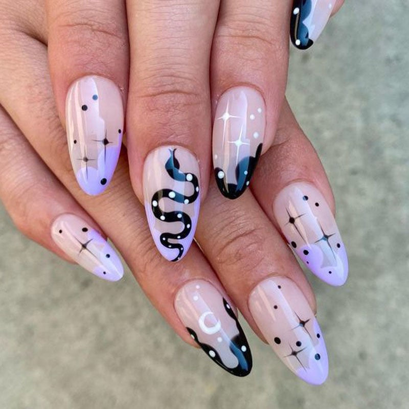 Artful Ghost-Themed Press-On Nails Stornfield