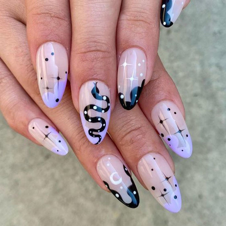Artful Ghost-Themed Press-On Nails Stornfield