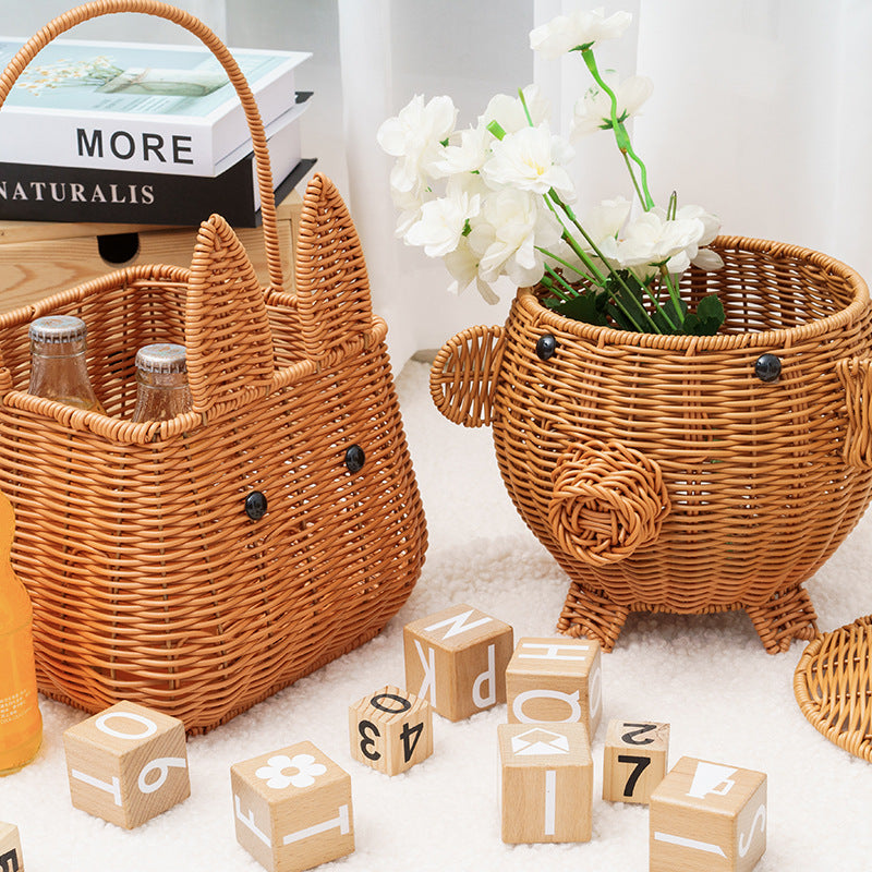 Decorative Animal-Shaped Woven Storage Basket Stornfield
