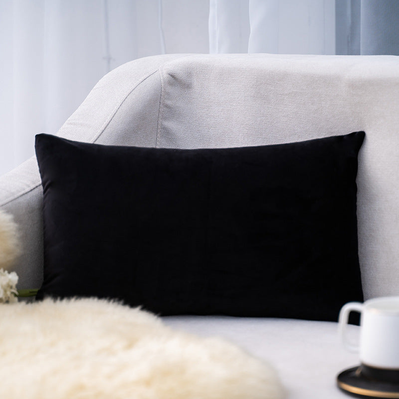 Plush Velvet Lumbar Pillow Cover with Hidden Zipper and Removable Insert Support