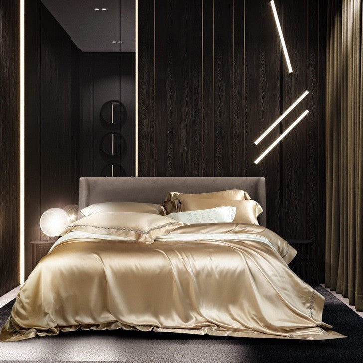 Luxury Mulberry-Silk-Feel Satin Bedding Ensemble