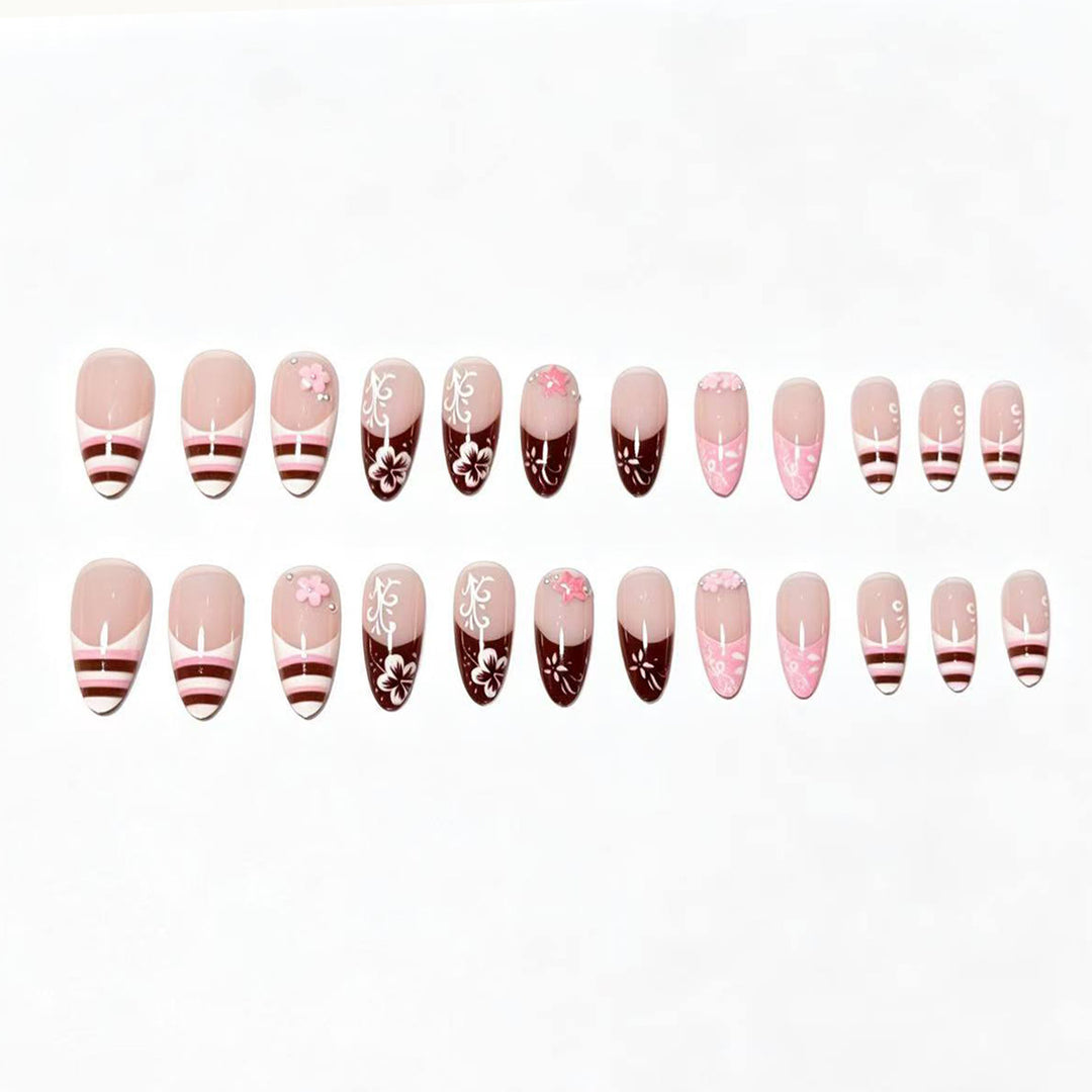 Artistic Floral Press-On Nail Tips Stornfield
