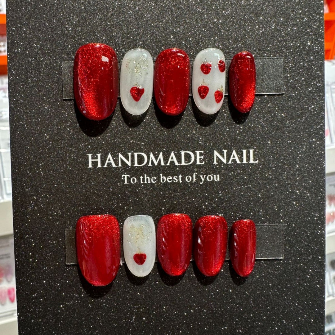 Handmade Heart Design Press-On Nail Set
