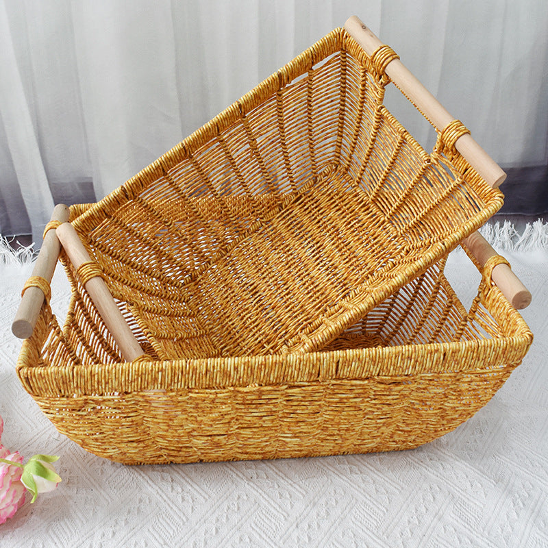 Handwoven Storage Basket with Wooden Handles Stornfield