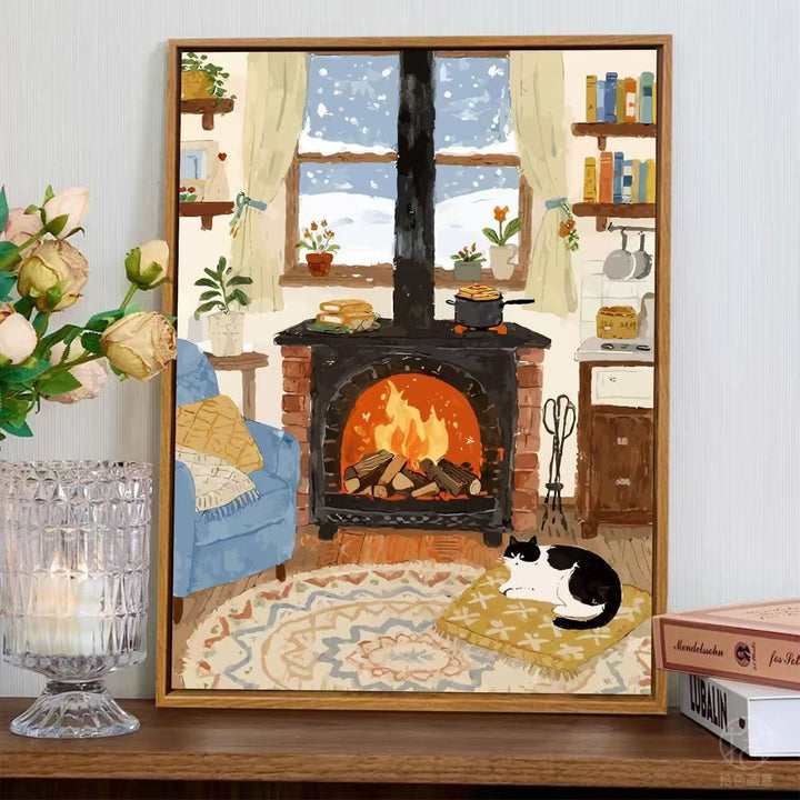 Cozy Fireplace Scene Wall Art Stornfield