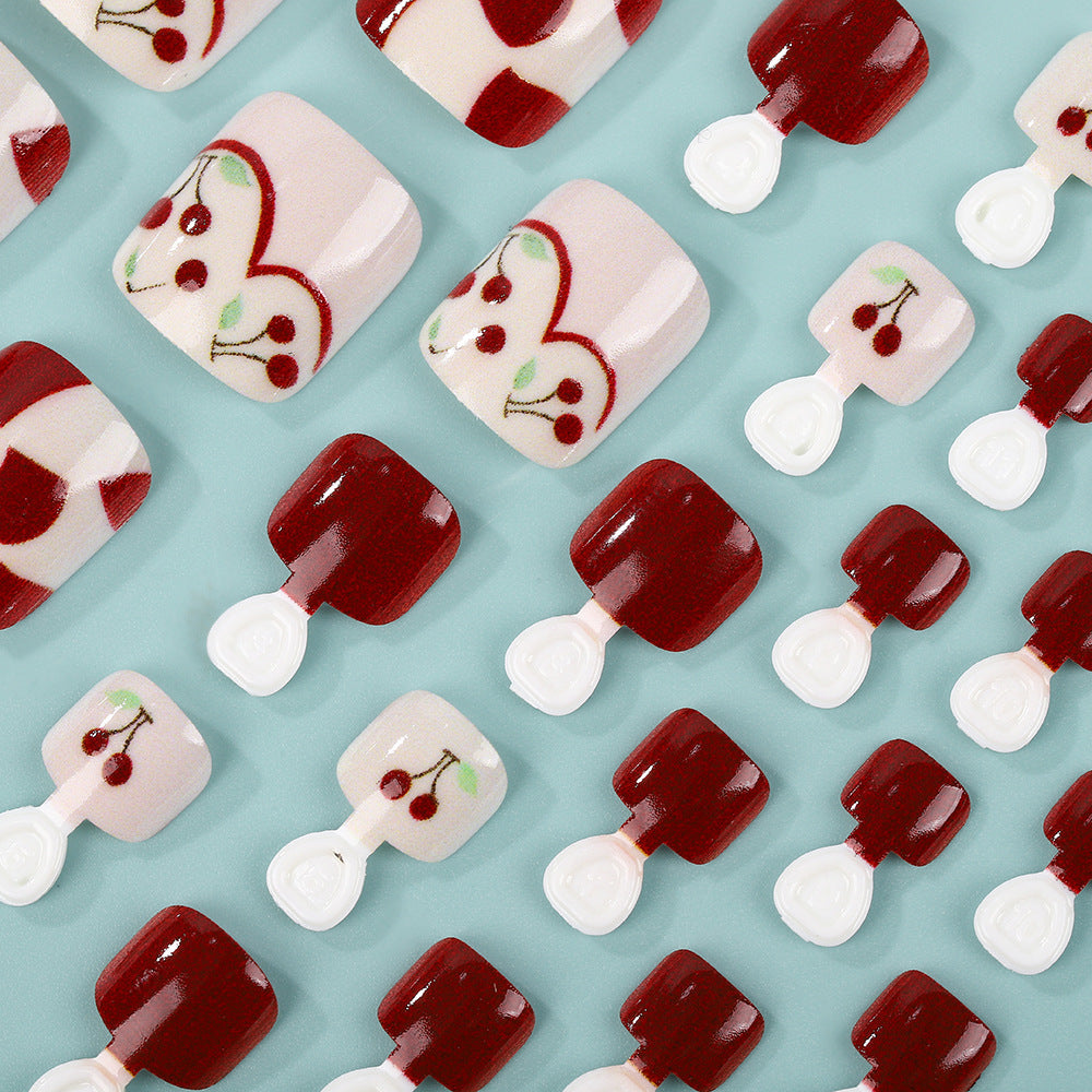 Artificial nails with fresh cherry design Stornfield