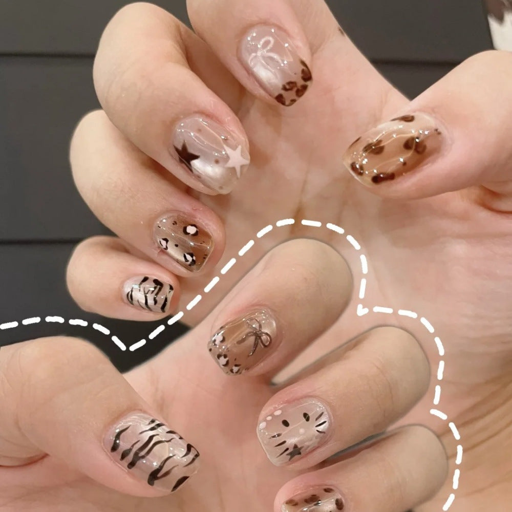 Artistic Character-Embossed Press-On Nail Set Stornfield