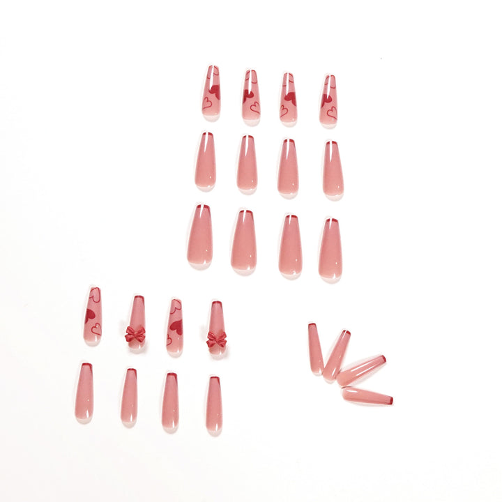 Elegant Artistic Nail Extensions with Romantic Heart Designs Stornfield