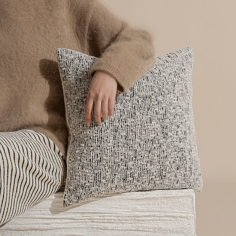 Rectangular chenille decorative cushion with textured surface