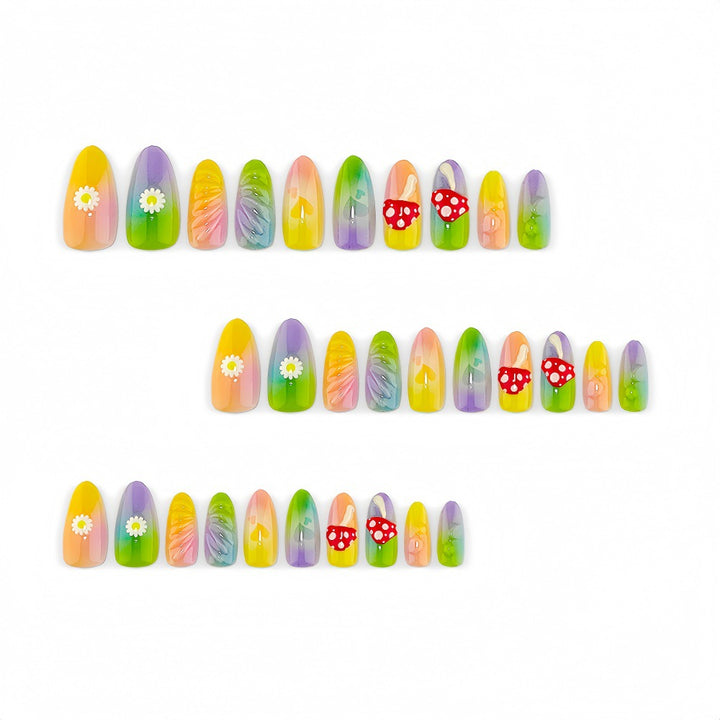 Creative Art Nails In Playful Leaf and Mushroom Design Stornfield