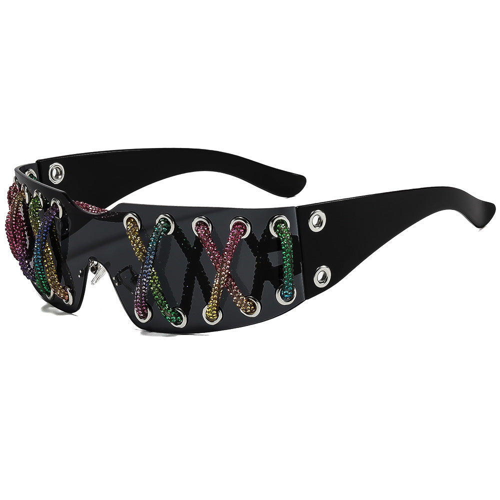 Women futuristic design sunglasses with unique decor Stornfield