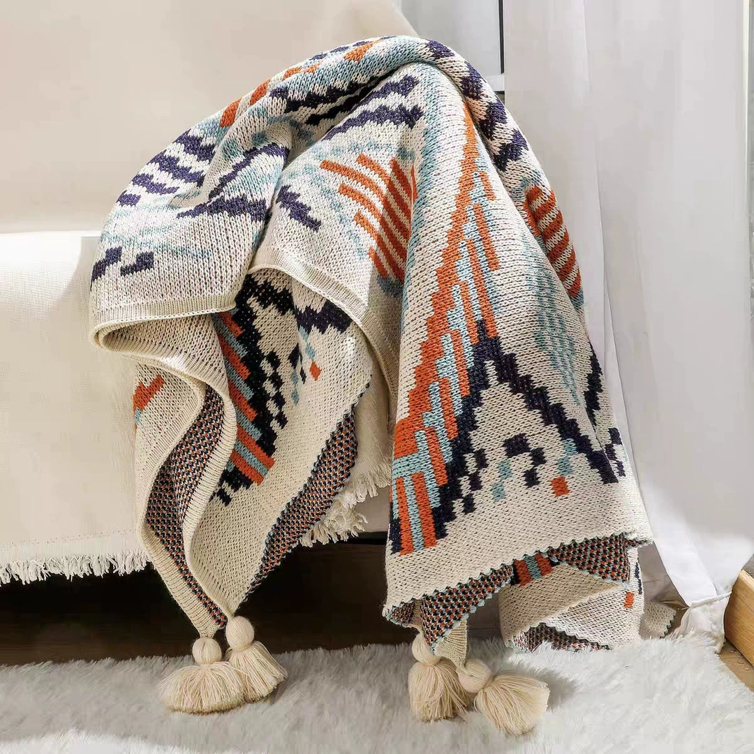 Decorative Geometric Knit Throw