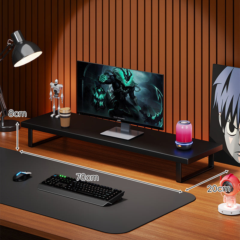 Wooden Monitor Riser Stand with Metal Frame and Cable Management