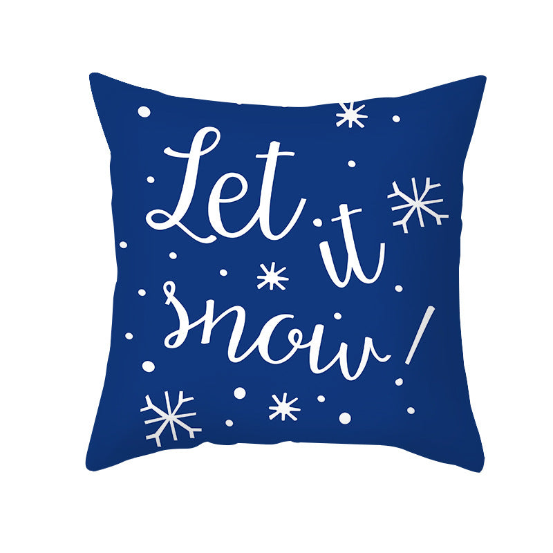 Festive Santa Silhouette Square Cushion Cover with Snowflake Border and Concealed Zipper