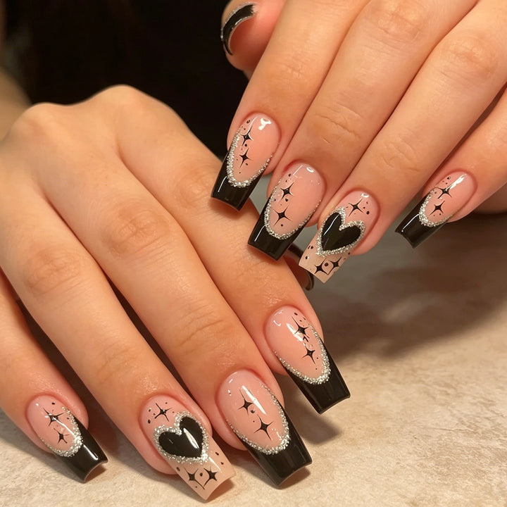 Elegant Heart-Embellished Nail Art Enhancements Stornfield