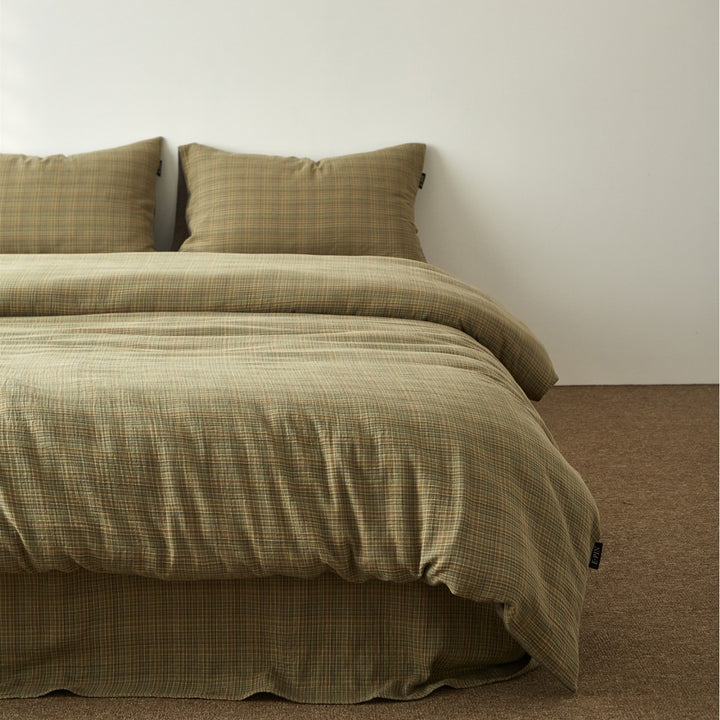 Stonewashed Linen-Blend Duvet Cover Set with Deep-Pocket Skirt & Envelope Shams