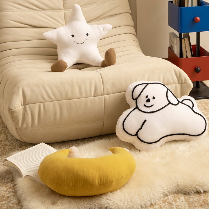 Cute cloud cuddle pillow with dog motif and chenille contour Stornfield