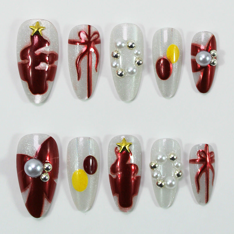 Artificial nail set with festive Christmas designs Stornfield