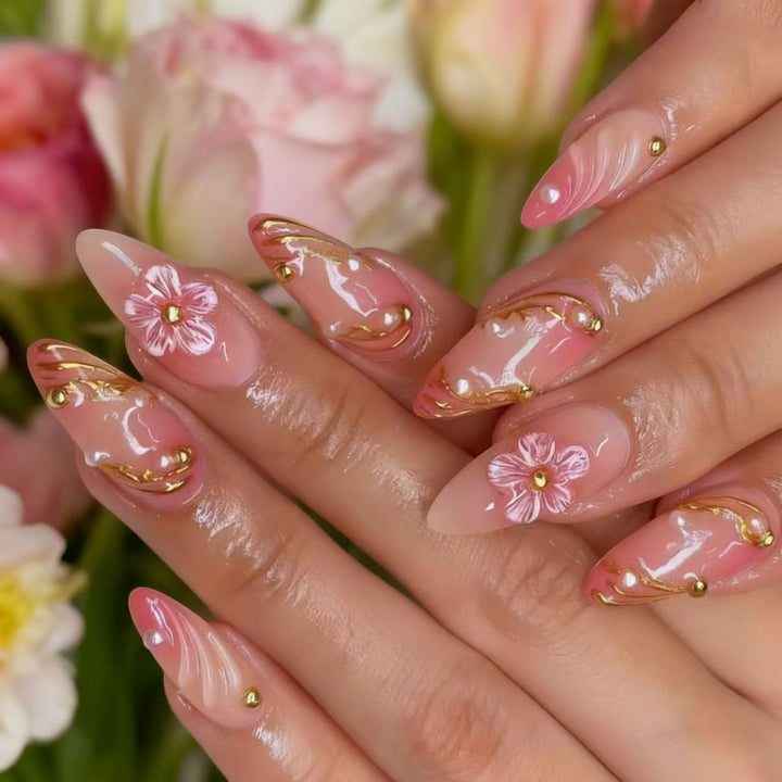 Floral and Decorative Press-On Nail Set Stornfield
