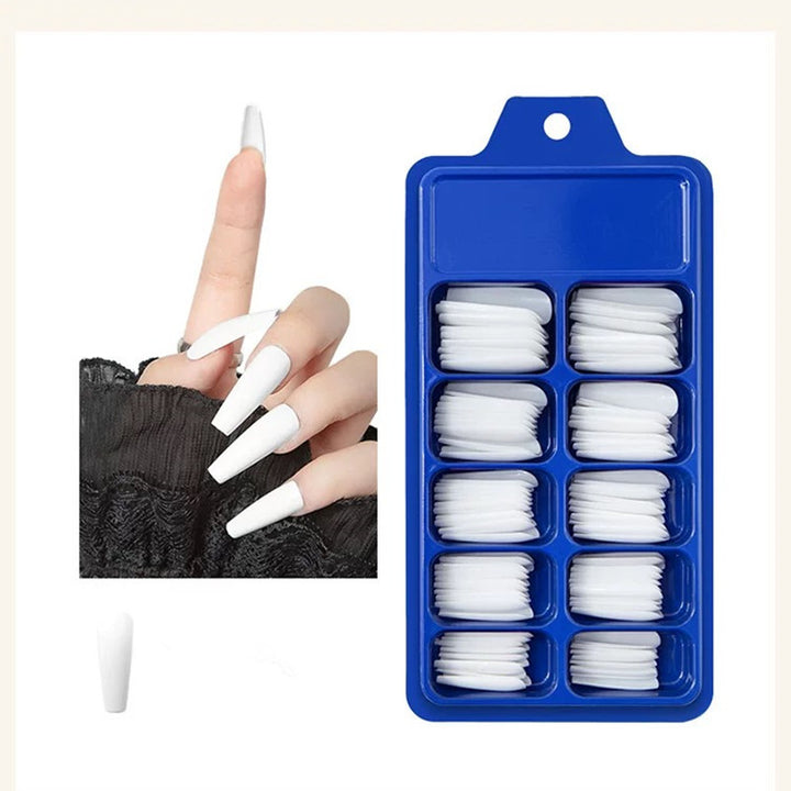 Artificial nails with long French tip design Stornfield