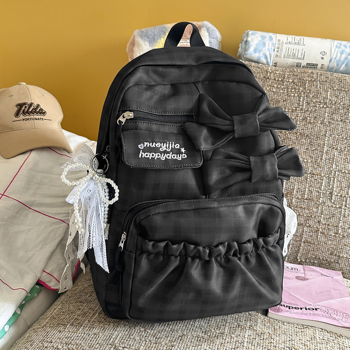 Bow-Embellished Casual Backpack Stornfield