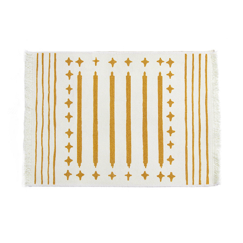 Woven placemat made of cotton blend with geometric diamond trim and fine texture Stornfield