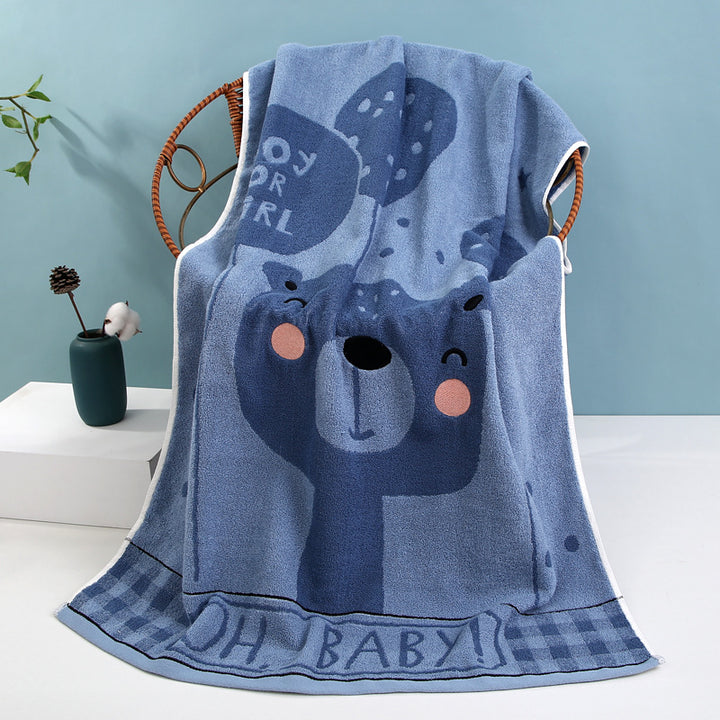 Cozy Terry Bath Blanket with Cute Bear Design Stornfield