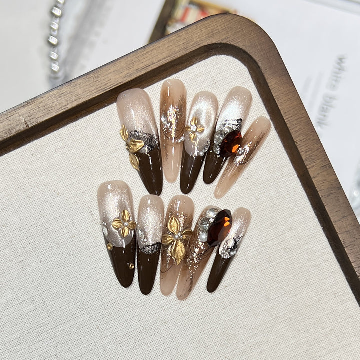 Elegant Stiletto Press-On Nail Set with Glamorous Embellishments Stornfield