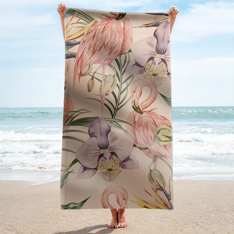 Beach towel with tropical flamingo pattern Stornfield