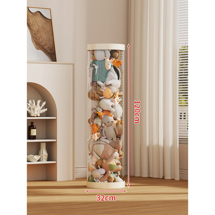LED-lit Transparent Plush Toy Showcase Cylinder