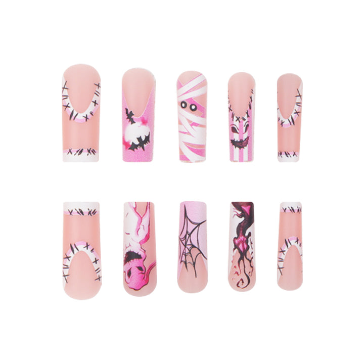 Theatrical Halloween-Themed Long Press-On Nails Stornfield