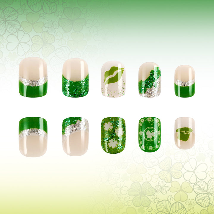 Festive Green-Themed Press-On Nail Set Stornfield