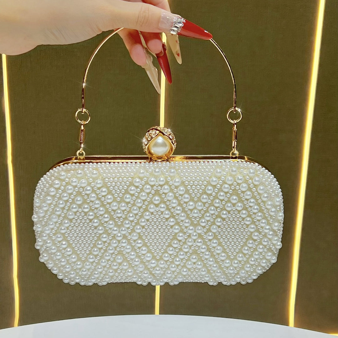 Elegant Pearl-Embellished Evening Bag