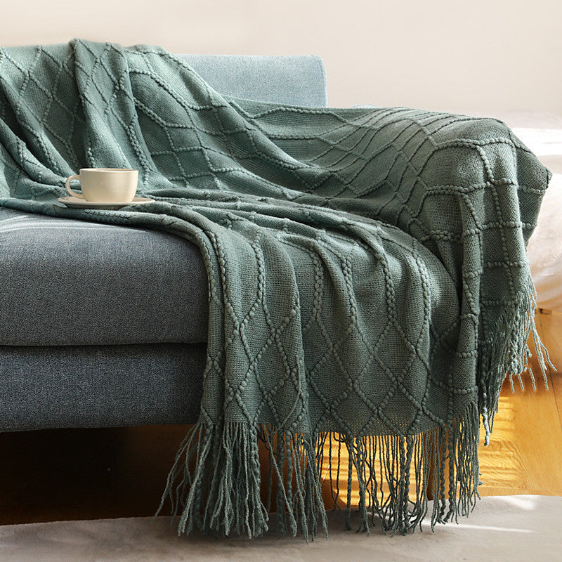 Textured Knitted Throw Blanket