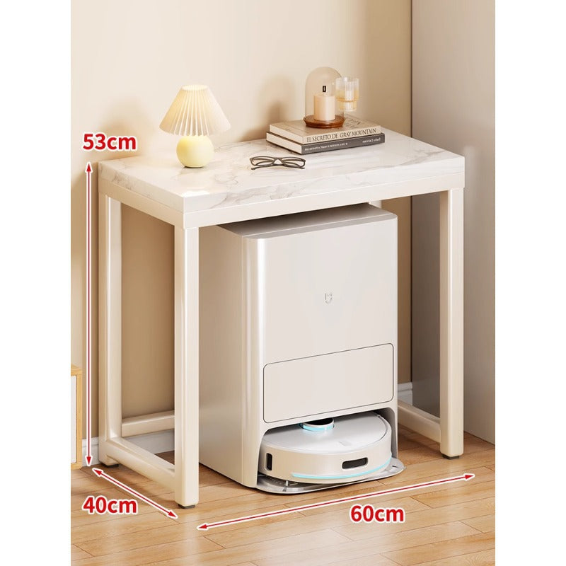 Marble Top Gold Metal Console Stand for Robot Vacuum Dock and Entryway Organizer